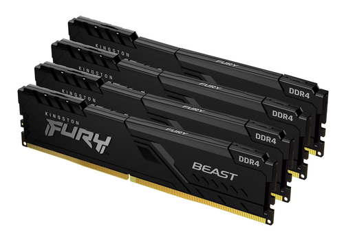 Модуль памяти Kingston 128GB Kingston DDR4 3200 DIMM FURY Beast Black Gaming Memory KF432C16BBK4/128 Non-ECC, CL16, 1.35V, KF432C16BBK4/128 2Gx8 (Kit of 4), RTL