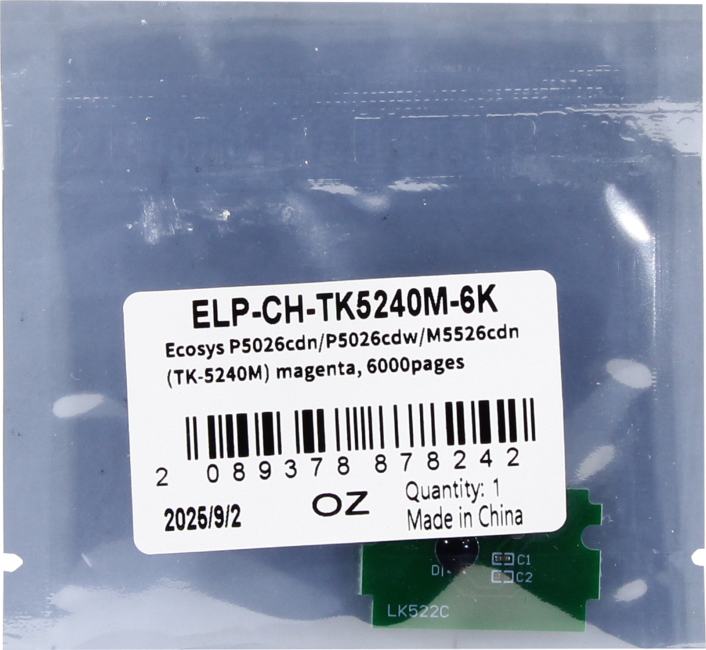 Чип <ELP-CH-TK5240M-6K> для Kyocera Ecosys P5026cdn/P5026cdw/M5526cdn (TK-5240M) Magenta, 6K