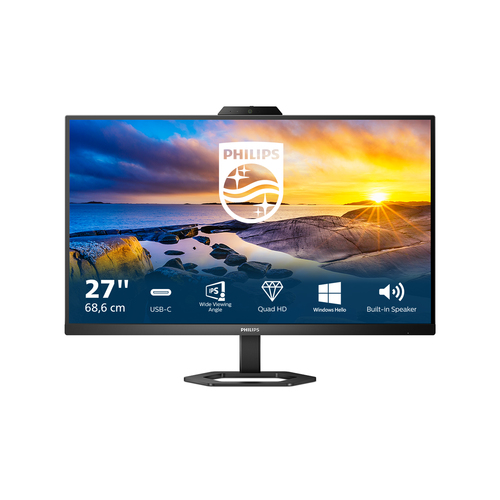 МОНИТОР 27" PHILIPS 27E1N5600HE/00 Black с поворотом экрана (IPS, 2560x1440, 75Hz, 1 ms, 178°/178°, 300 cd/m, 80M:1, +HDMI 1.4, +DisplayPort 1.2, +4xUSB 3.2, +USB-Type C 3.2, +WEB-Cam 5.0 mpx, +MM)
