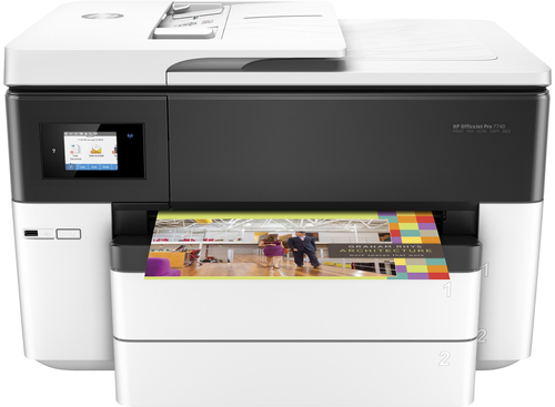 МФУ струйное HP OfficeJet Pro 7740 (G5J38A) Wide Format AiO цветной струйный принтер/копир/сканер/факс, А3, 22/18 стр/мин, ADF, дуплекс, USB, Ethernet, WiFi, белый/черный
