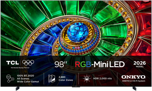 Телевизор QLED TCL 98" 98RM7L RGB-Min iLED (2026) черный 4K Ultra HD 144Hz MEMC DVB-T DVB-T2 DVB-C DVB-S DVB-S2 USB WiFi Smart TV
