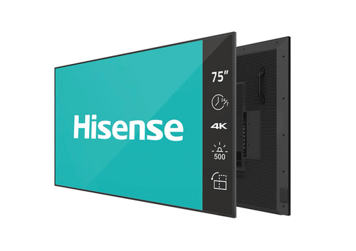 Профессиональный дисплей Hisense 75DM66D, 75", тип матрицы ADS; разрешение 3840х2160; контрастность 1200:1; яркость  500 кд/м2; время отклика 8 мс; частота обновления 60 Гц; ОС Android 11; угол обзора 178/178; AC 100 V ~ 240 V; интерфейсы HDMI*2, DP, LAN (RJ45), RS232*1 (RJ45), USB-A 2.0*1, USB-A 3.0 * 1; режим работы 24/7; VESA 600х400; вес 29 кг.