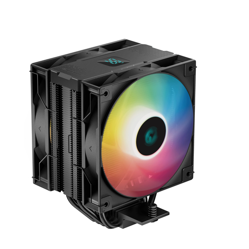 Кулер для процессора DEEPCOOL AG400 DIGITAL PLUS LGA1700/1200/115X/AM5/AM4 (9шт/кор, TDP 220W, PWM, DUAL ARGB Fan 120mm, 4 тепл. трубки, черный) RET (R-AG400-BKADMP-G-1)
