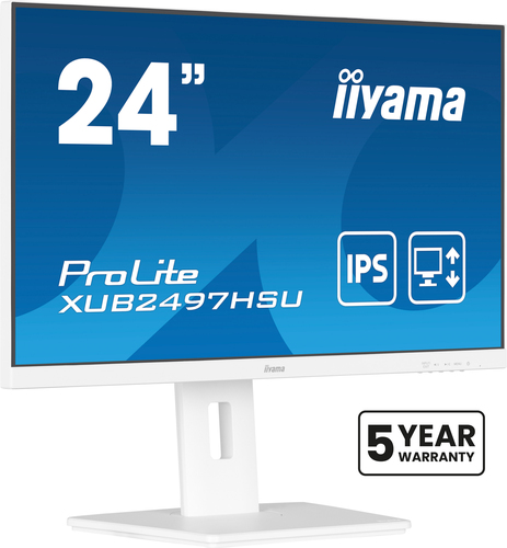 LCD IIYAMA 23.8" XUB2497HSU-W2 белый {IPS 1920x1080 100Hz 1ms 300cd 1300:1 8bit(6bit+FRC) HDMI DisplayPort 2xUSB2.0 2x2W HAS Pivot VESA}
