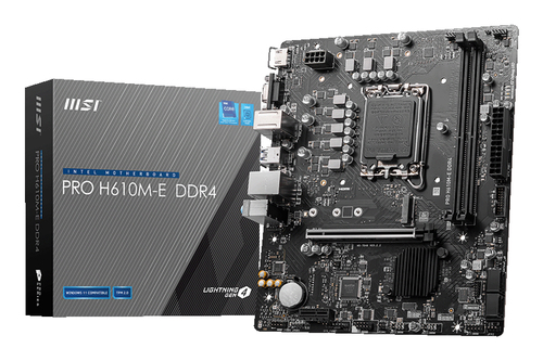 MSI PRO H610M-E DDR4 {H610, LGA1700, 2 DDR4, 1 PCI-Ex16, 1 PCI-Ex1, 1 M.2, 4 SATA3.0, 4 USB3.2Gen1, 8 USB 2.0}