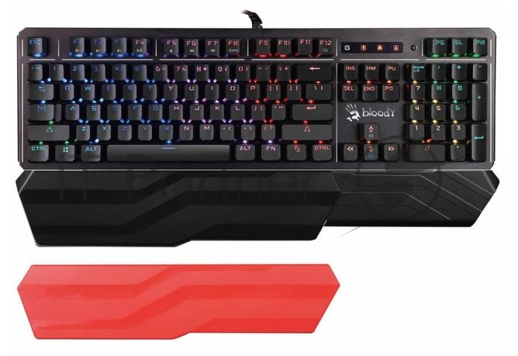 Клавиатура проводная A4 B975 механическая черный USB Gamer LED (подставка для запястий)