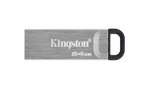 USB накопитель Kingston - DataTraveler Kyson, USB Type A (USB 3.2 Gen 1), 64 ГБ, read speed-200MB/s, цвет серебристый, DTKN/64GB