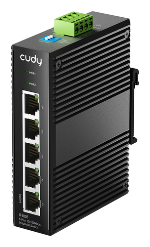 Промышленный коммутатор/ 5-Port 10/100M Aluminum Industrial Switch, 4 10/100M Ports, 1 10/100M Uplink Ports,  Din-Rail& Wall mounts installation, Din-rail design,   Power supply: DC 9.6~57V, work temperature:-40°C-75°C, Power Adapter Not Included