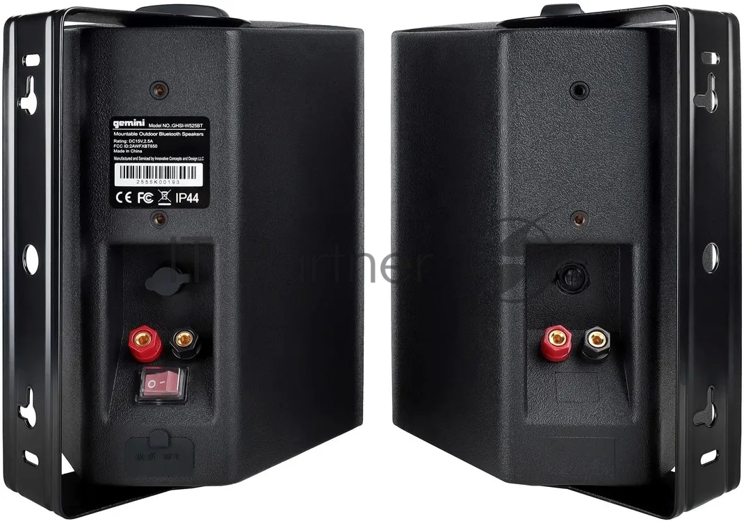 Акустическая система Gemini GHSI-W525BT-PR-BLK Активная + пассивная АС, 5.25" НЧ + 0.75" ВЧ, мощность RMS/Peak 60/150 Вт, АЧХ 45-20000 Гц, динамики: 5" НЧ, 1" ВЧ, IP44, BT, 3,5 мм AUX вход, 3,5 мм AUX выход, настенные крепления, пульт ДУ, цвет черный