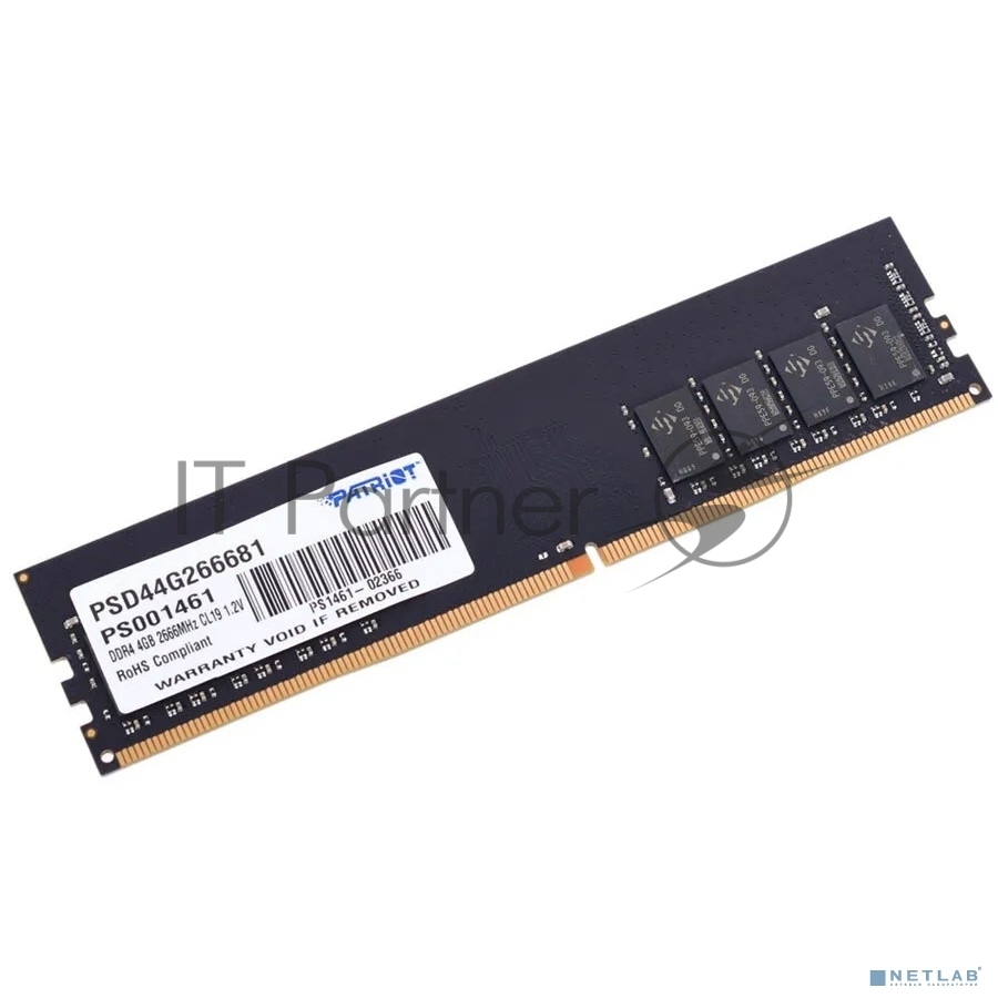 Оперативная память Patriot Signature, DDR4, 4GB (1x4 GB), 2666 MHz, CL19, DIMM