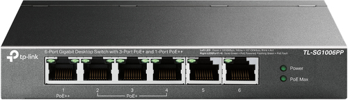 TP-link, 5-портовый настольный гигабитный коммутатор с 3 портами PoE+ и 1 портом PoE++. Порты: 1 х гигабитный порт PoE++, 3 х гигабитных порта PoE+, 2 х гигабитных порта без PoE. Спецификация: 802.3af/at/bt type3, бюджет PoE 64 Вт,  настольный металлический корпус. Особенности: расширенный режим для передачи PoE на 250 м для портов 1-2, автовосстановление РоЕ для портов 1-4, не требует настройки