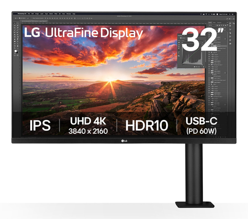 32UN880K-B - Монитор, LG, 32UN880K-B, 31.5", 3840x2160, IPS, 60 Гц, HDMI*2, DP*1, USB*2, USB-C*1, Динамики 5W x 2, 280 кд/м2, 1000:1, 1.07млрд, 5мс, 178/178, 16:9, Черный