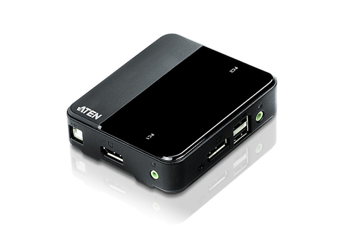 KVM-переключатель ATEN - CS782DP, 2PC, DisplayPort (Female) + USB Type B (Female) + MiniJack (Female) - 2 ports, цвет Чёрный, CS782DP-AT