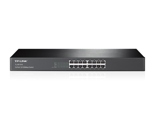 TL-SF1016 - Коммутатор, TP-Link, TL-SF1016, 19-дюймовый стоечный, 16 портов 10/100M RJ45, Корпус металл , 1U, Неуправляемый