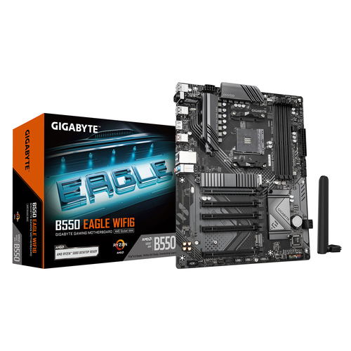 Материнская плата Gigabyte B550 EAGLE WIFI6, AM4, AMD B550, 4xDDR4, 4xSATA, 2xM.2, 1xPCIe 4.0 x16, 4xPCIe 3.0 x16, 1xHDMI, 1x 1Gb LAN, 1xUSB-C 3.2 Gen 1, 1xUSB-A 3.2 Gen 2, 2xUSB-A 3.2 Gen 1, 4xUSB-A 2.0, 3x3.5 мм, 7.1, ATX