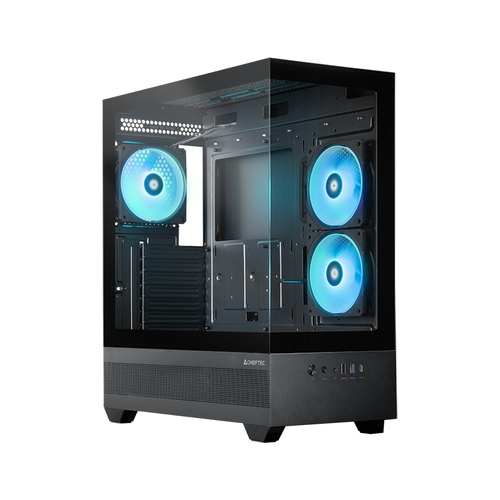 Корпус для ПК Chieftec - Vista, mITX, mATX, ATX, 2х2.5", 1х3.5", 1xUSB2.0, 1xUSB3.0, Midi Tower, без БП, цвет чёрный, GT-01B-OP