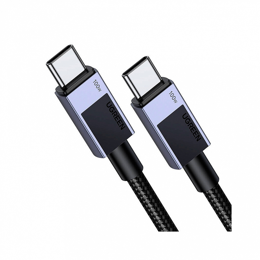 35985_ Кабель UGREEN L512 (35985) USB-C 2.0 to USB-C 2.0 PD Fast Charging 5A Cable.  Длина:  0,5м.  Цвет: черный/серый