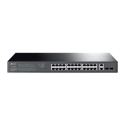 TL-SG1428PE - Коммутатор, TP-Link, TL-SG1428PE, управляемый L2, 19-дюймовый стоечный Easy Smart, 24 порта 10/100/1000M RJ45, 24 PoE+ порта, 2 слота SFP, бюджет 250W