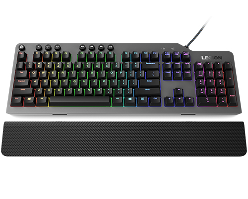 Клавиатура Lenovo K500 RGB механическая черный USB Multimedia for gamer LED (подставка для запястий) (GY40T26479) кабель 1.8м