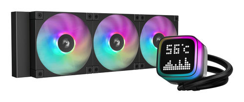 R-LP360-BKMSNC-G-1 - Кулер с водяным охлаждением, Deepcool, LP360 R-LP360-BKMSNC-G-1, Intel 1851/1700/1200/115х и AMD AM5/AM4/, TDP 300W, 3*120мм FD12 ARGB, 600-2400 RPM±10%, 72,04CFM, 38,71 dB(A), Чёрный