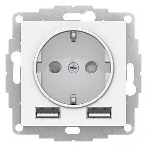 Schneider Electric ATN000130 ATLASDESIGN РОЗЕТКА 16А с 2 USB A+A, 5В/2,4А,  2х5В/1,2А, механизм, БЕЛЫЙ