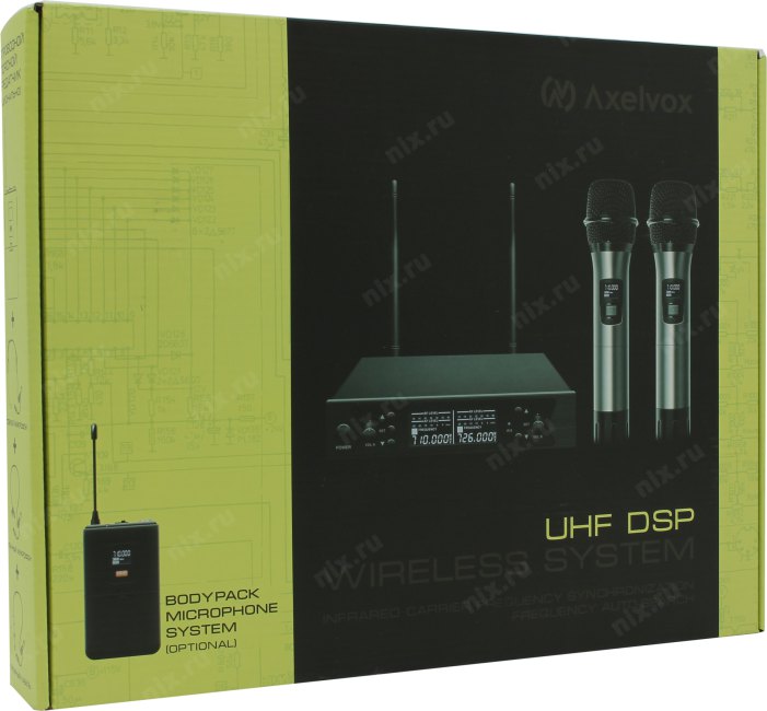 Axelvox <DWS7000HT> радиомикрофонная система UHF (2-канальный приемник +  2 динамических микрофона)
