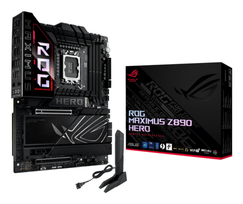 Материнская плата ASUS ROG MAXIMUS Z890 HERO, LGA 1851, Intel Z890, 4xDDR5, 4xSATA, 6xM.2, 1xPCIe 5.0 x16, 1xPCIe 4.0 x4, 1xPCIe x1, 1xHDMI, 2xUSB-C (видеовыход), 4xUSB-A 3.2 Gen 1, 4xUSB-A 3.2 Gen 2, 1xUSB-C 3.2 Gen 2, 2xUSB-C Thunderbolt 4, 2x 5Gb LAN, 2x3.5 мм, 7.1, ATX