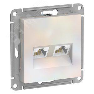 Розетка Systeme Electric ATN000485 AtlasDesign, двойная, компьютерная,  RJ45+RJ45,  кат.5E,  механизм, жемчуг