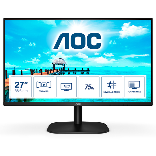 Монитор AOC 27" Value Line 27B2DM черный VA LED 16:9 DVI HDMI матовая 250cd 178гр/178гр 1920x1080 75Hz VGA FHD 3.7кг