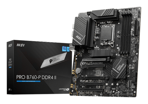 Материнская плата MSI PRO B760-P DDR4 II B760, LGA1700, 4*DDR4, 5*PCIEx16, 2*M.2, 2*TypeC, 3*USB3.2Gen2, 6*USB3.2Gen1, 6*USB2.0, 4*SATA3.0, 2.5G, DP, HDMI, ATX, RTL