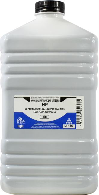 Тонер B&W Light LI-486  (HP  P1005/1102/1102/1120/1505/22/66/1606)  1000 г