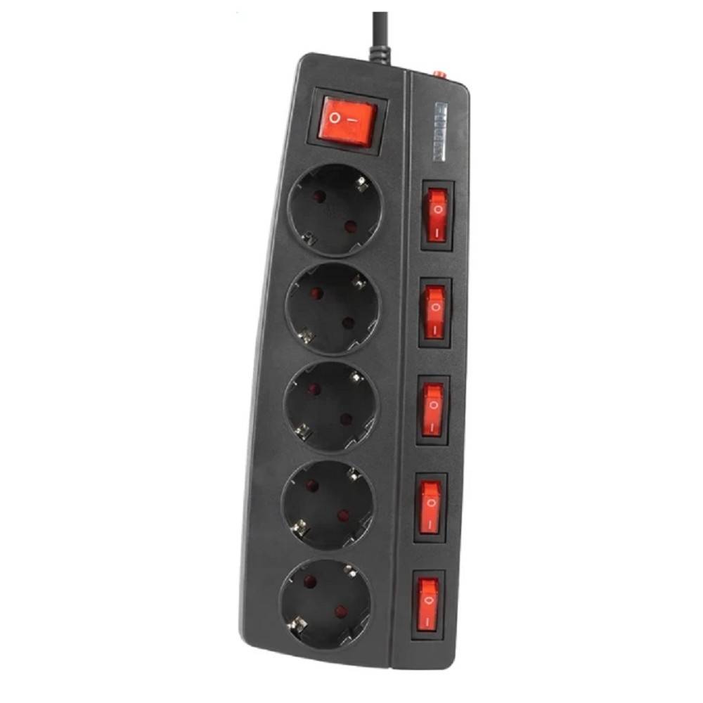 Сетевой фильтр Filum FL-SPL5-1.8M-BL, 5 розеток, 1.8 м