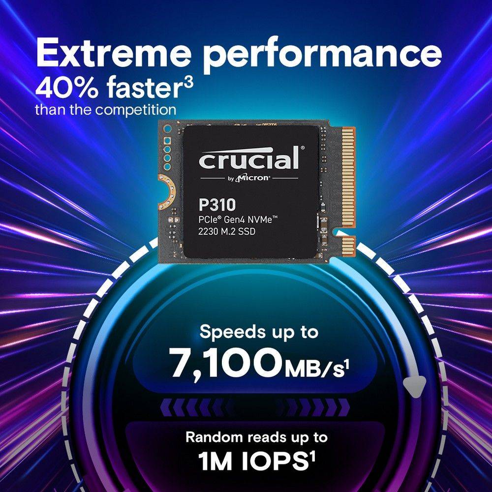 Crucial Твердотельный P310 2TB PCIe Gen4 NVMe 2230 M.2 SSD CT2000P310SSD2