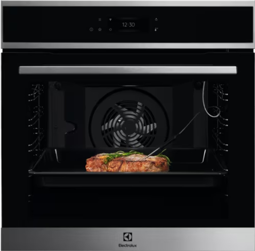 Встраиваемый духовой шкаф ELECTROLUX/ электрический с конвекцией, объем 72 л, 17 режимов, очистка паровая, 3 стекла в дверце, направляющие проволочные + телескопические (1 уровень),нержавеющая сталь,термозонд