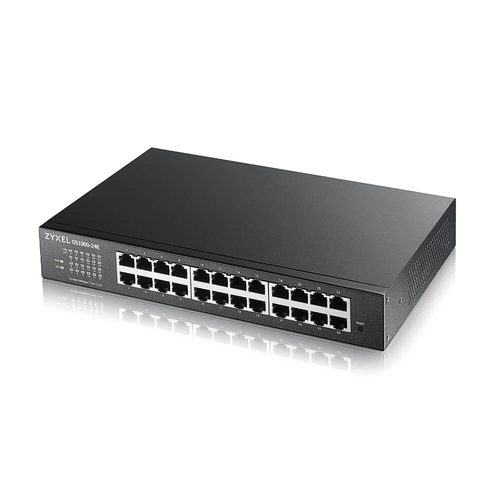 Коммутатор Настраиваемый (Smart) ZyXEL - GS1900-24E, Layer 2, 24-1GbE, SNMP, Web, в стойку, чёрный, GS1900-24E-EU0103F