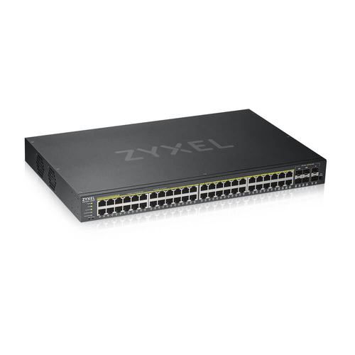 Коммутатор Zyxel GS1920-48HPv2 Hybrid Smart switch PoE+ Zyxel Nebula Flex, 44xGE PoE+, 4xCombo (SFP/RJ-45 PoE+), 2xSFP, budget PoE 375W, Standalone/cloud management