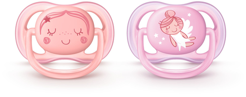 Philips SCF345/22 Пустышки 6-18 М с рисунком, 2 шт, Ultra  Air. Для девочки