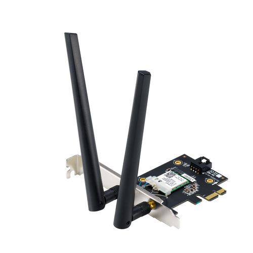 Сетевой адаптер Wi-Fi+ Bluetooth ASUS PCE-BE6500 (BE6500, PCI-Express, Bluetooth 5.4, 802.11a/b/g/n/ac/ax/be, 2.4/5/6ГГц) (PCE-BE6500)