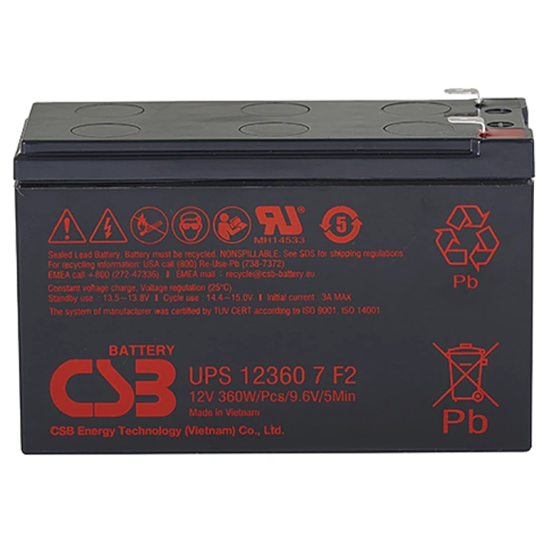 АКБ CSB Аккумуляторная батарея для ИБП 12360 7 (12V/7.5Ah)