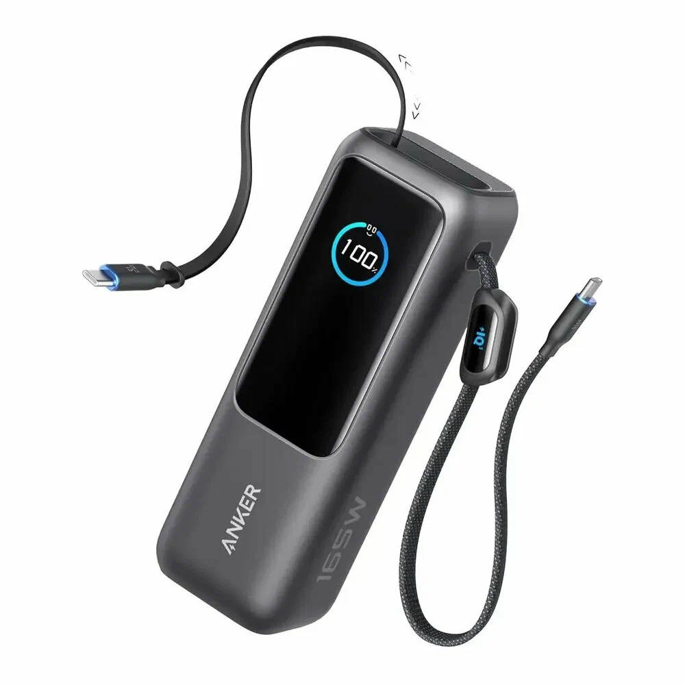 Внешний аккумулятор Anker 25K Mah 165W Built-In USB-C and Retractable Cable Cеребристый