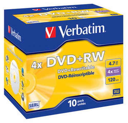 Verbatim Диск DVD+RW 4.7Gb 4x Jewel Case (10шт) (43246)