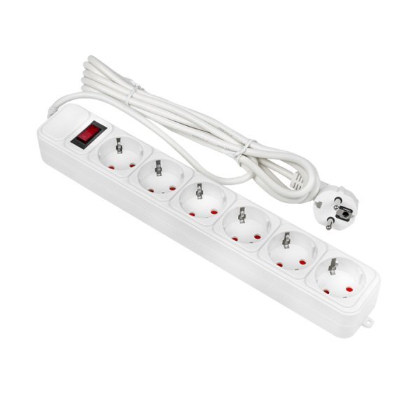 EKF UFP10-375-6-03 Сетевой фильтр EKF UFP10-375-6-03 6x3 м 10А/2,2 кВт с выкл. c/з ПВС 3х0,75 Блокбастер  EKF  PROxima