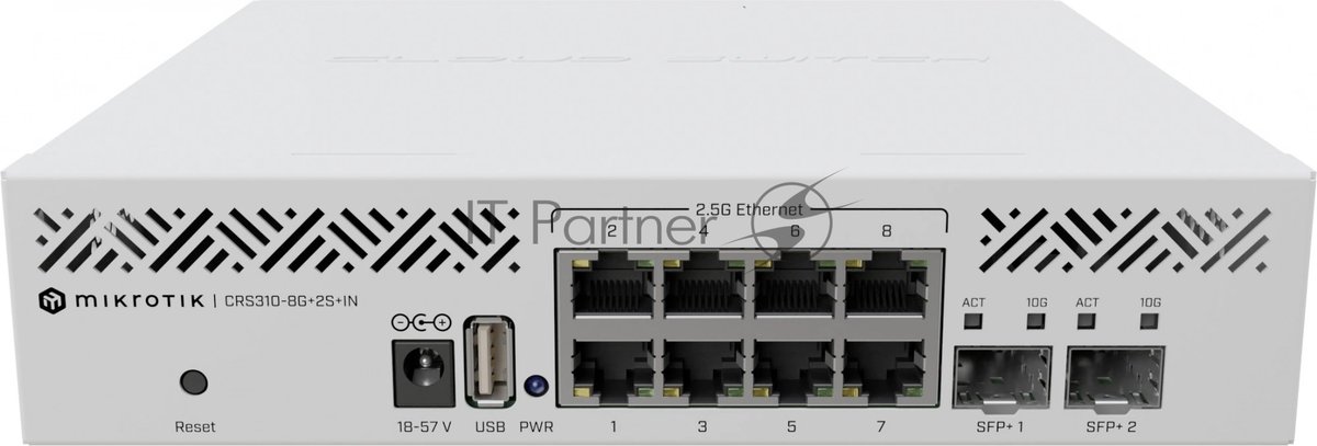 Коммутатор MikroTik CRS310-8G+2S+IN, 8×2.5 Гбит/с + 2×10 Гбит/с SFP+, управляемый