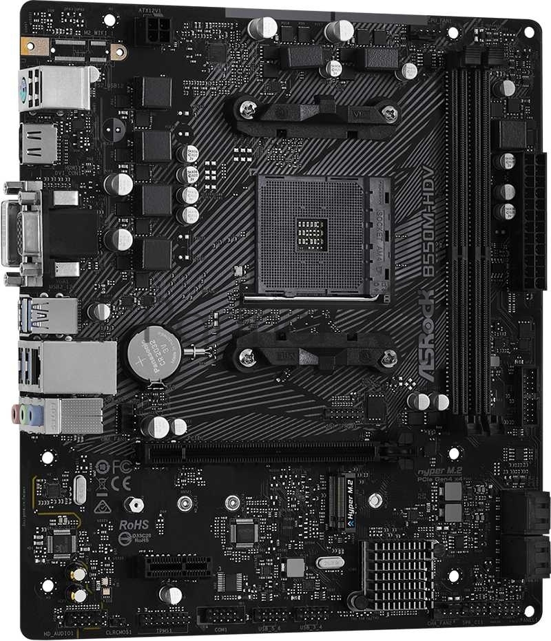 Материнская плата ASRock B550M-HDV, AM4, AMD B550, 2xDDR4, 4xSATA, 1xM.2, 1xPCIe 4.0 x16, 1xDVI-D, 1xHDMI, 1xVGA, 1x 1Gb LAN, 3x3.5 мм, 7.1, mATX