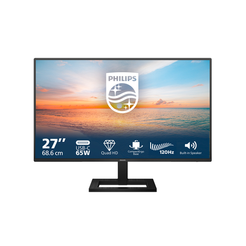 Монитор 27&quot, PHILIPS 27E1N1600AE Black (2560x1440, WLED, 16:9, IPS, 350cd, 1300:1, MID, 4ms, 178/178, HDMI, 2xUSB 3.2, USB-C 65W (DP Alt), 100Hz, Speak Tilt, HAS, Внутр, VESA, 3y)