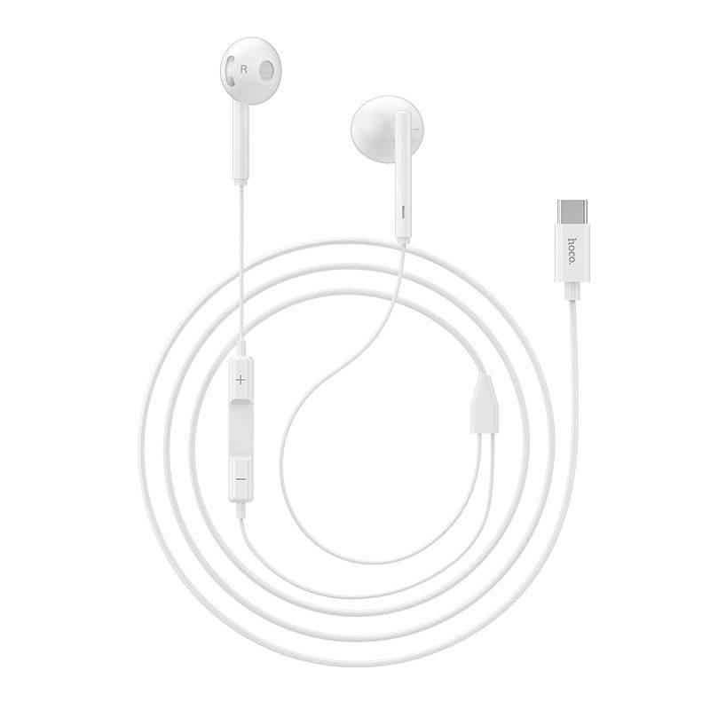 HOCO L10/ + микрофон/ Кнопка управления/ Регулятор громкости/ 1.2м/ Type-C/ White