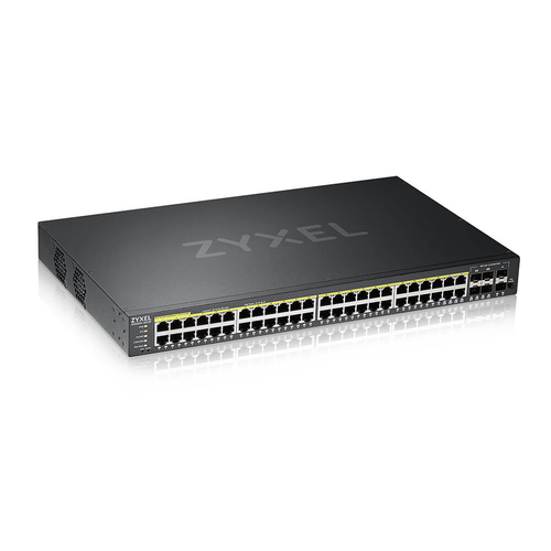 Коммутатор L2 PoE+ Zyxel NebulaFlex Pro GS2220-50HP, rack 19", 44xGE PoE+, 4xCombo (SFP/RJ-45 PoE+), 2xSFP, бюджет PoE 375 Вт