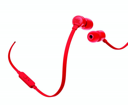 JBL Наушники Tune 110, внутриканальные с микрофоном, красный.