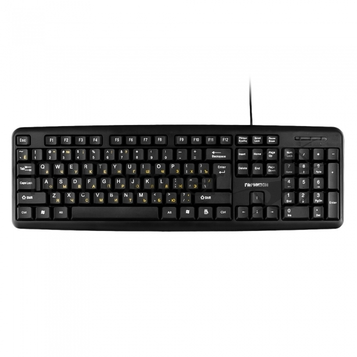 Клавиатура Гарнизон GK-100, проводная, USB, черная