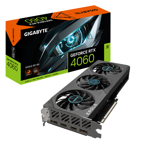 Видеокарта Gigabyte GV-N4060EAGLE OC-8GD 8192Mb 128 PCI-E 4.0 GDDR6 2580/18000 HDMIx2 DPx2 HDCP Ret